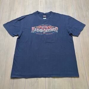 Vintage Harley Davidson T Shirt 2XL Black Flames Tigard Oregon Graphic Tee Y2K